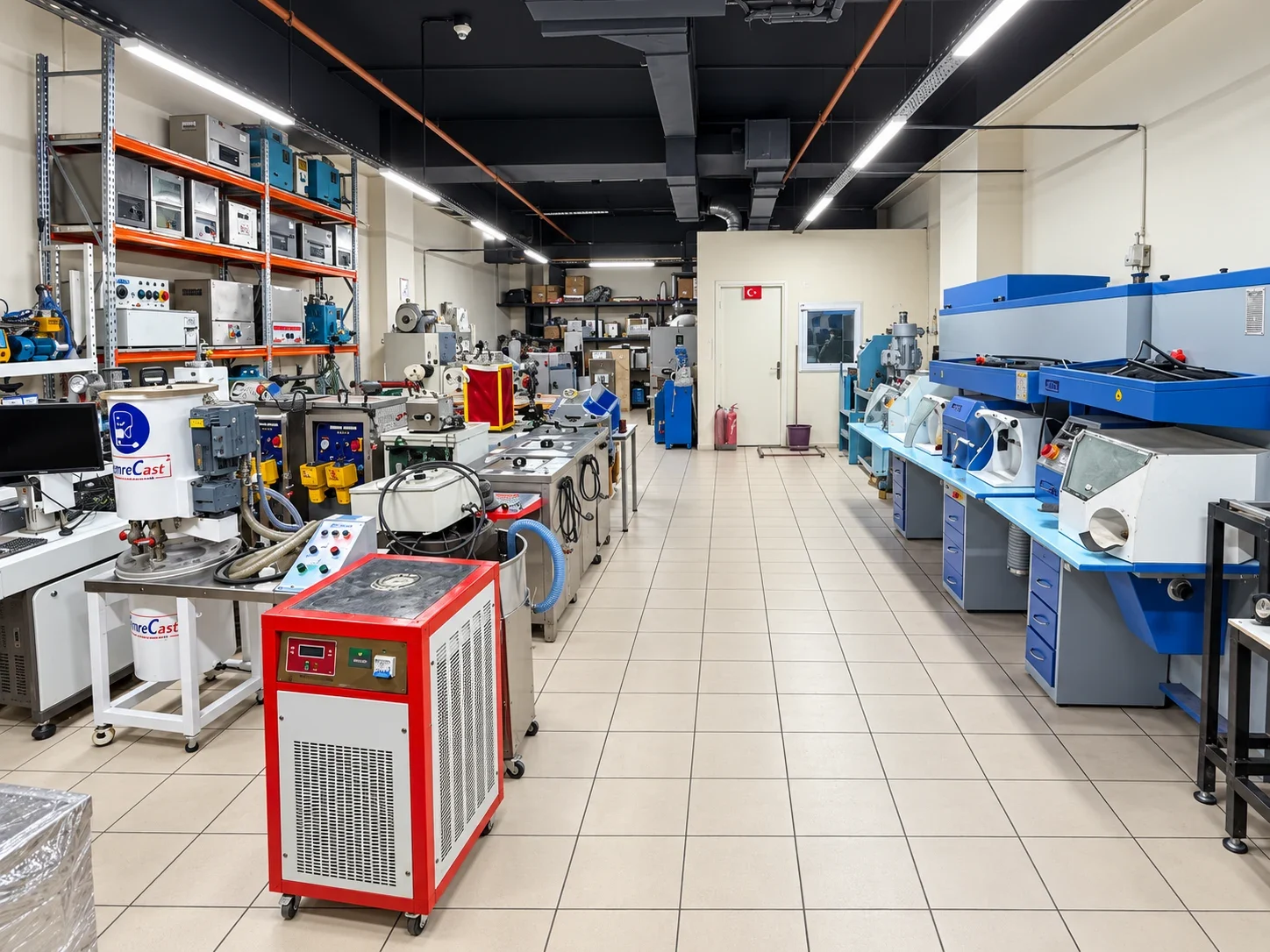 Teknik servis çalışma alanındaki ekipmanlar ve makineler