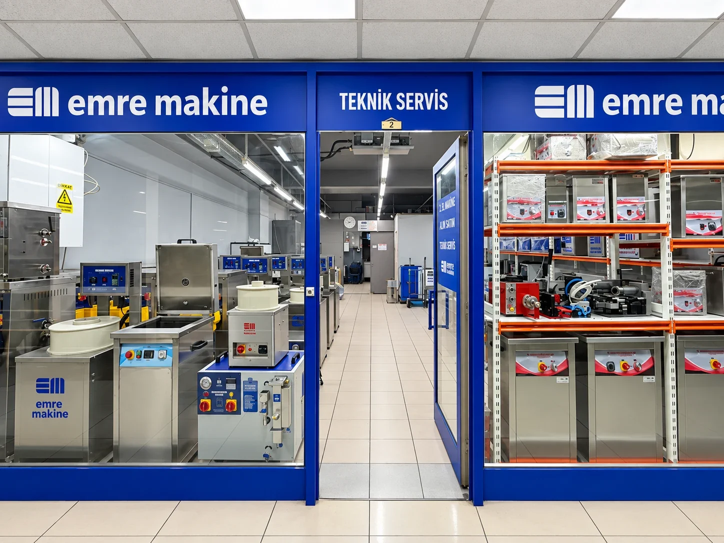 Teknik servis ve makine alanına açılan giriş.